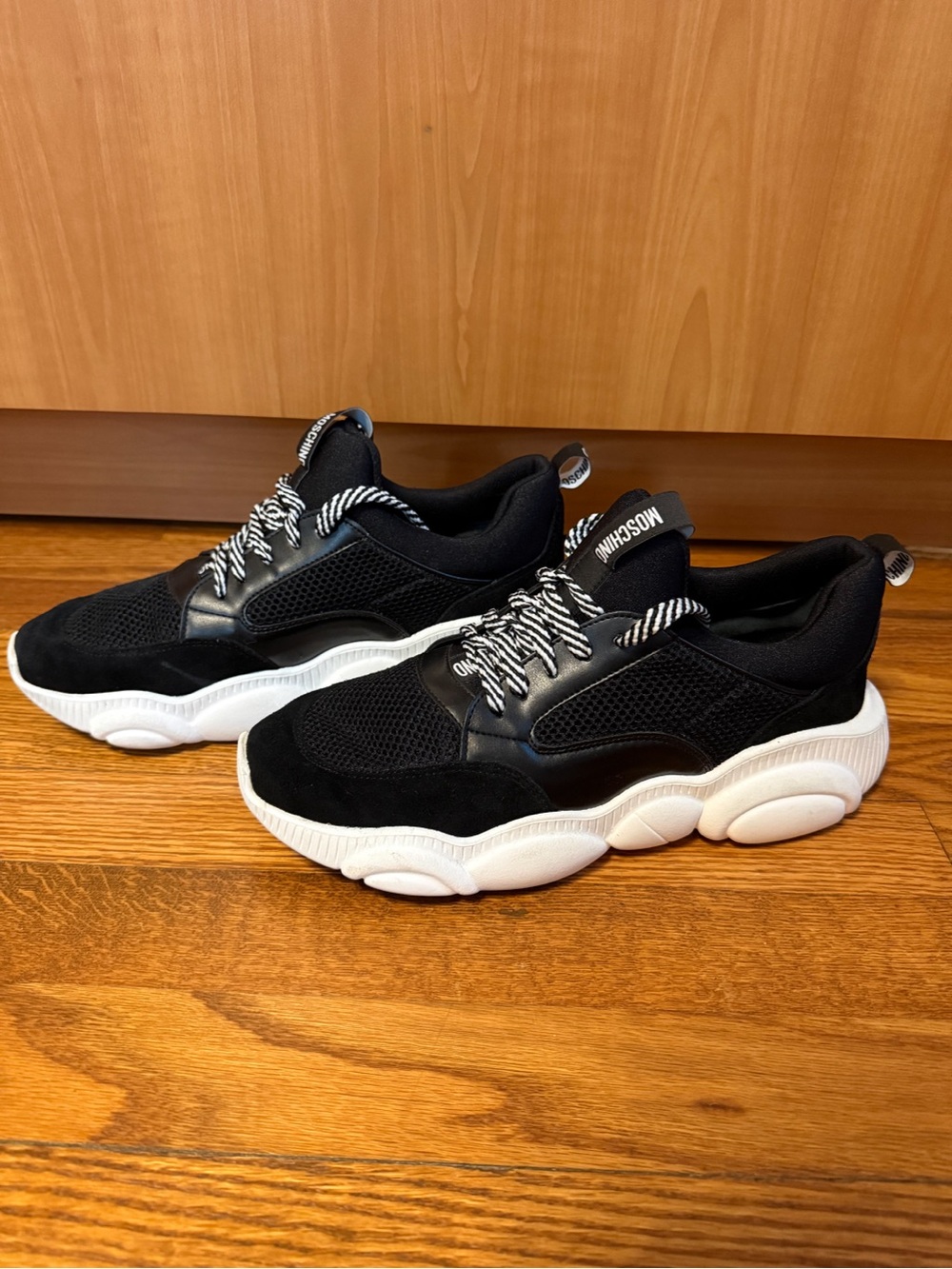 Moschino Black Leather Teddy Sole Trainers size 40
